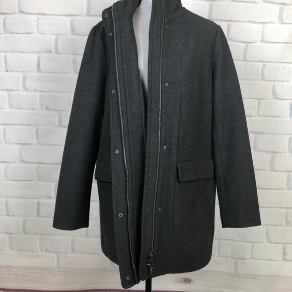 J Jill Charcoal Gray Heavy Fleece Coat Size M Full Zip Button - Picture 6 of 9